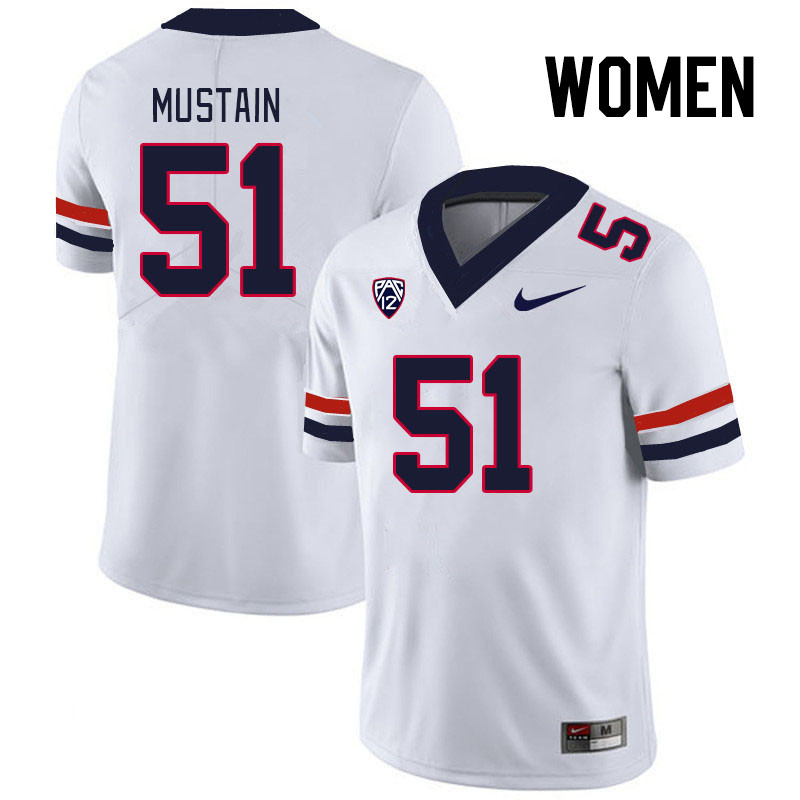 Women #51 Tyler Mustain Arizona Wildcats College Football Jerseys Stitched Sale-White